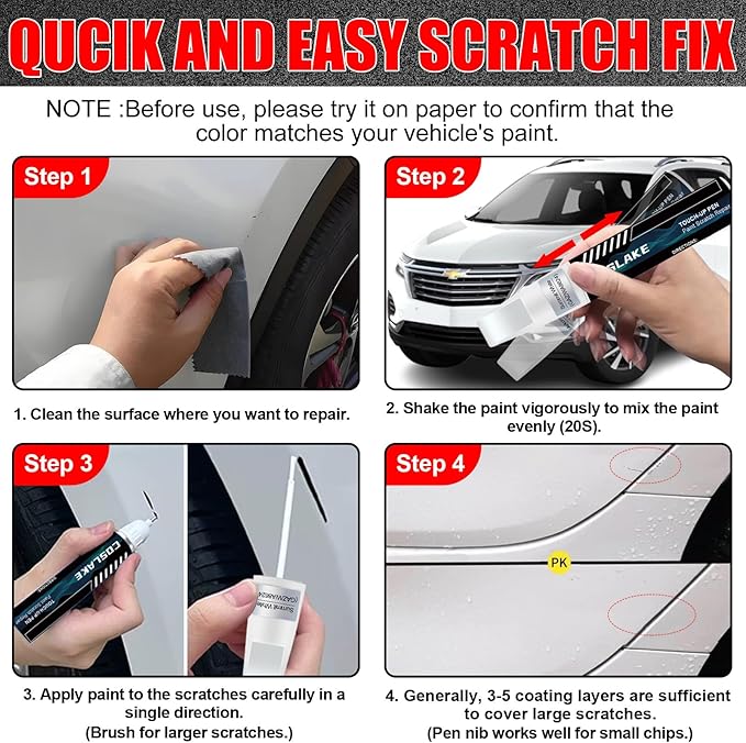 Car Touch Up Paint(Mosaic Black Metallic(GB8/WA384A)) for Chevrolet, Car Paint Scratch Repair Kit, Quick & Easy Solution to Repair, 2 in 1 Scratch Remover Pen with Color-Matched