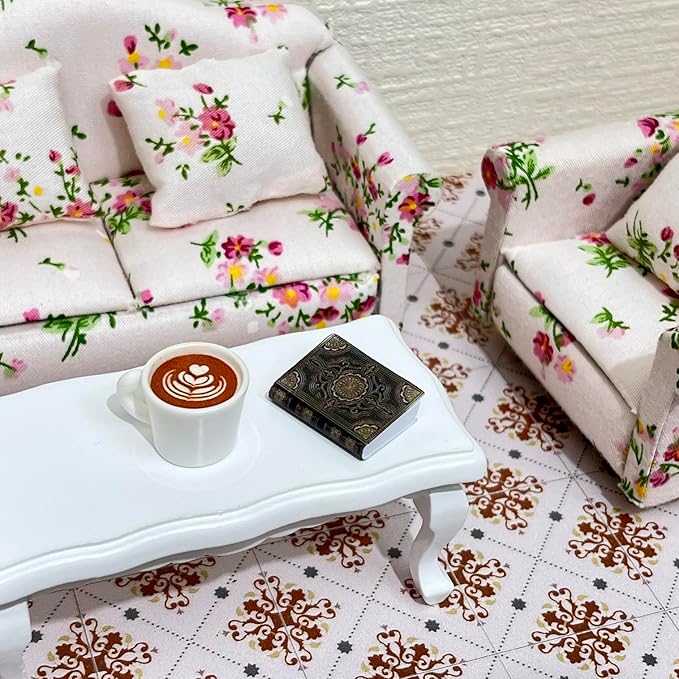 SAMCAMI Miniature Dollhouse Accessories, Mini Books and Mini Mirror for 1/12 Scale Doll House Accessories and Furniture, Miniature Things, 13 Pieces