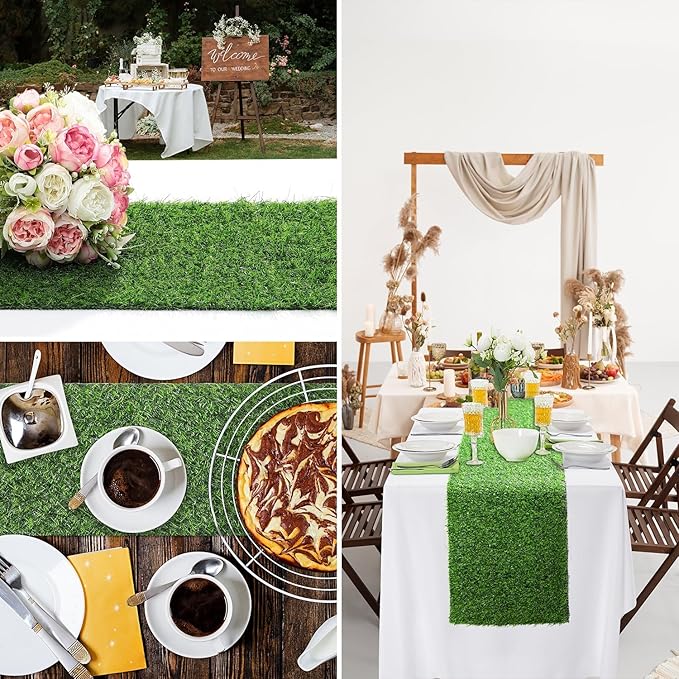 Artificial Grass Table Runners-13 x 96 Inches Faux Grass Table Runner for Golf Themed Party,Synthetic Turf Table Runner for Wedding Party, Birthday, Banquet, Baby Shower, Home Decor