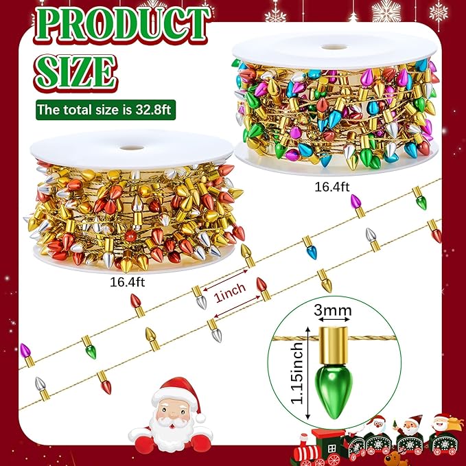 Tuanse 49.2 ft Dollhouse Fake String Lights Decorations Miniature Light String Crafts for Doll House Furniture Accessories Wedding Party Decor(Simple)