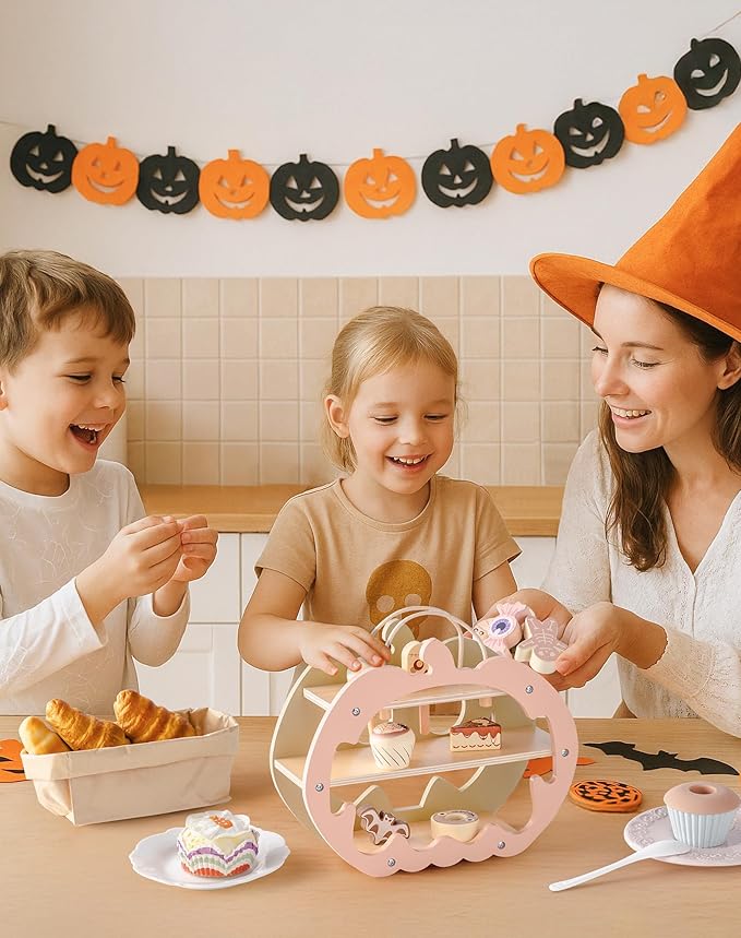 ROBOTIME Toy Food – Play Food Sets for Kids Kitchen, Pretend Food Play Kitchen Accessories, Play Kitchen Food Candy Playset with Carry Rope & Candy Rack