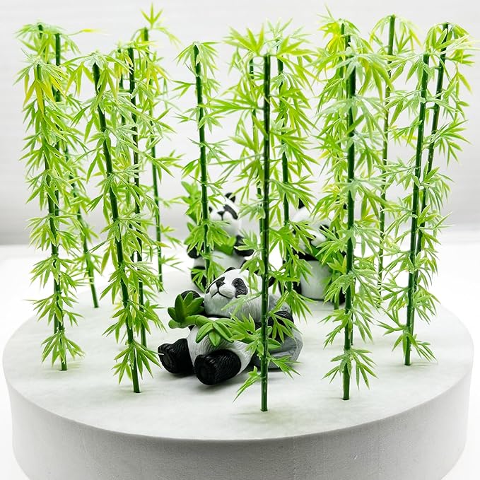 Woohome Model Miniature Bamboo Trees, Green Plastic Bamboo Trees for Building Model, Home Miniature Landscape Landform Diorama Project, 50 PCS, 4.72’’