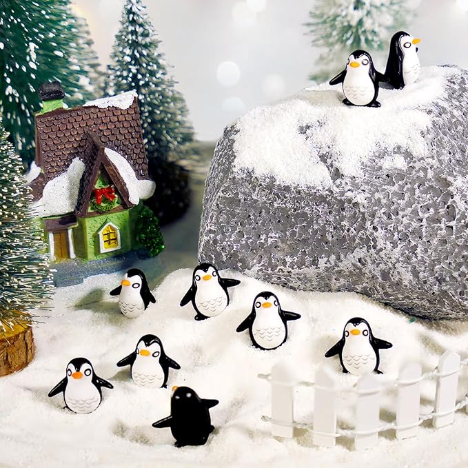 Bbiamsleep 130 Pcs Miniature Penguin Figurine Mini Resin Penguin Figurines Mini Resin Animals for Fairy Garden Micro Landscape Winter Christmas Decor