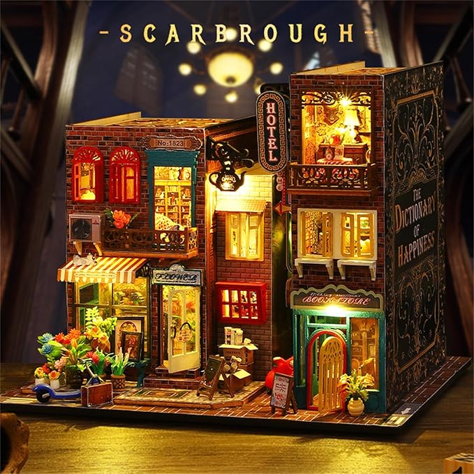 Flever Dollhouse Miniature DIY House Kit Creative Room with Furniture for Romantic Artwork Gift (Scarbrough)