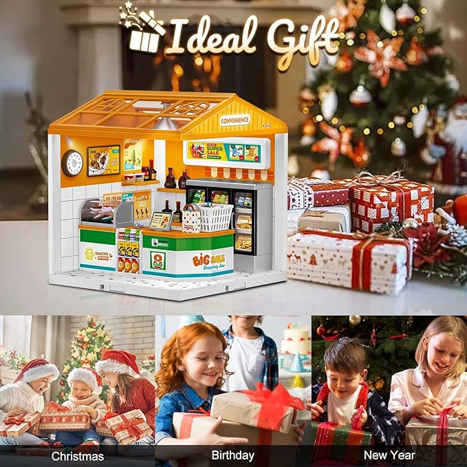 Hallisun LED Building Blocks for Adults, 1:24 DIY Miniature Dollhouse Kits with Roof & Dustproof Cover, Tiny House Toy Building Sets for Kids Ages 8-12-15, Birthday Hobbies Gift for Men Women Boy Girl