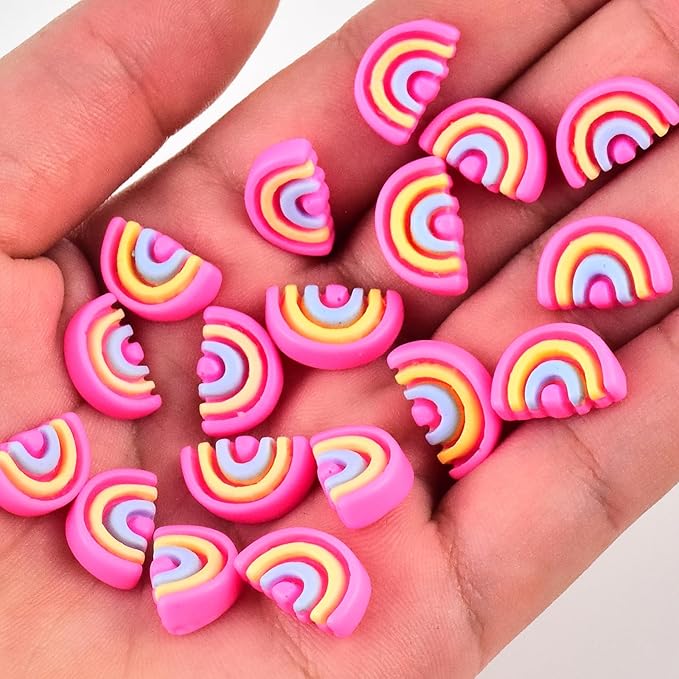 100 Pieces Tiny Rainbow Decor for Dollhouse Micro Resin Decor for DIY Crafts Mini Things for Fairy Garden Micro Landscaping Decoration