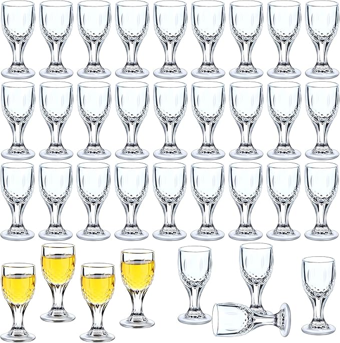 Ioffersuper 36-Pack Shot Glasses Set, 10Ml/0.338 Oz Mini Shot Glasses with Stem, Mini Wine Glasses, Thickness Glass