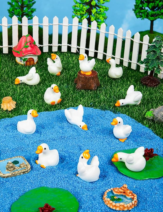 72pcs Mini Resin Goose Figurines, Tiny Animal Figurine Bulk, Small Desk Goose Decor for Garden Lawn Yard Micro Landscape Aquarium Potted Ornament DIY Craft ﻿