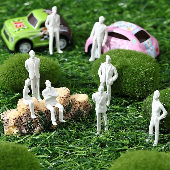 Namalu 100 Pcs, 1: 150 Scale White Unpainted Mini People Figures Miniature People for Model Trains Architectural Standing and Sitting Mini Diorama Figures for Architectural Project