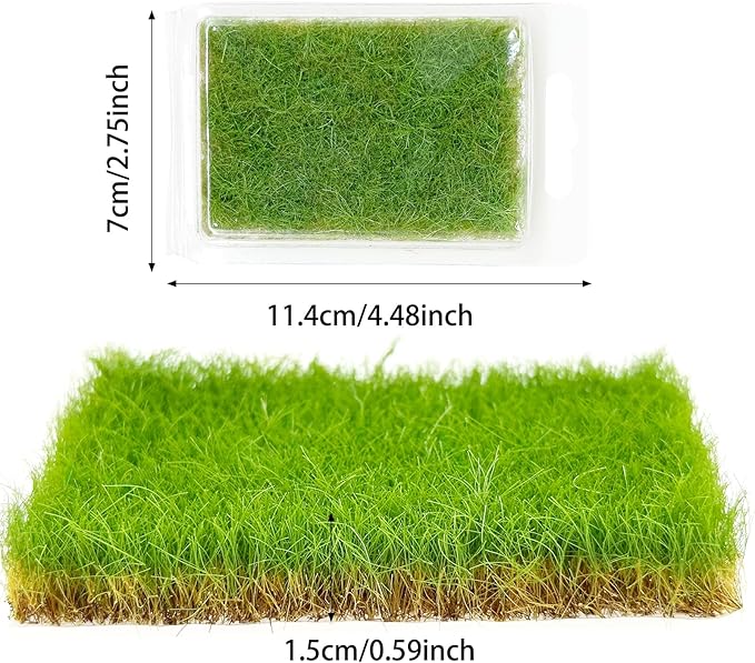 Woohome 2 PCS Model Grass Tufts Resin Static Scenery Model, Artificial Grass for Building Model, DIY Miniature Train Landscape Terrain Railway Scenery Decorations, Green