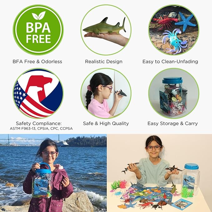 20pcs Sea Animals Toys for Kids Realistic Ocean Animal Toy Sealife Figurine Whale Shark Toys Bath Sensory Bin Play Birthday & Party Favors for Boys Girls Kids Toddlers
