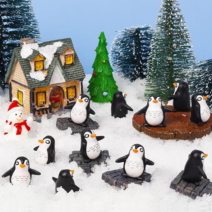 120 Pcs Mini Penguin Resin Figurines, Tiny Animals Miniature Ornaments for Home Decor, Cake Decoration, DIY Crafts