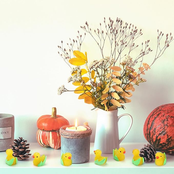 Seenelling 100 Pcs Summer Mini Resin Corn Ducks Corn Duck Figurines for Miniature Landscape Garden Accessories Summer Holiday Decoration