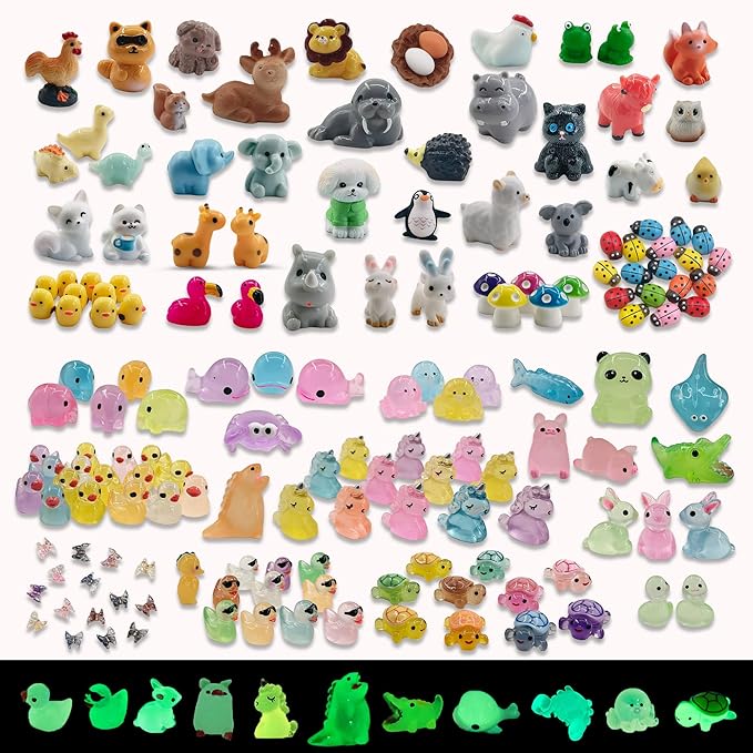 160pcs Tiny Resin Animals to Hide Mini Resin Ducks Bulk for Dollhouse, Fairy Garden Accessories, Micro Landscape Decor, Aquarium and Potted Plants