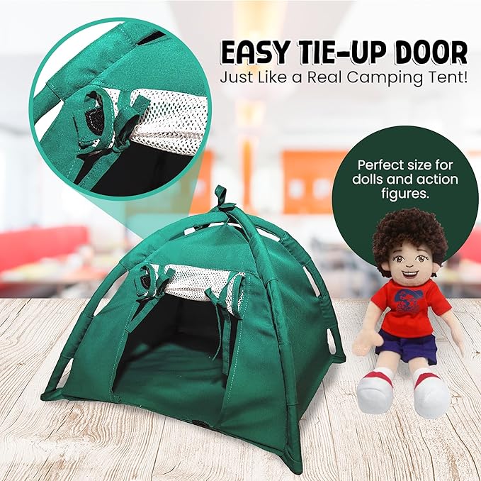 Doll Tent – Miniature Doll Play House & Kids Tent Indoor & Outdoor for Pretend Play Adventure | Dollhouse Camping Accessories & Mini Tents | Toddlers & Little Girl