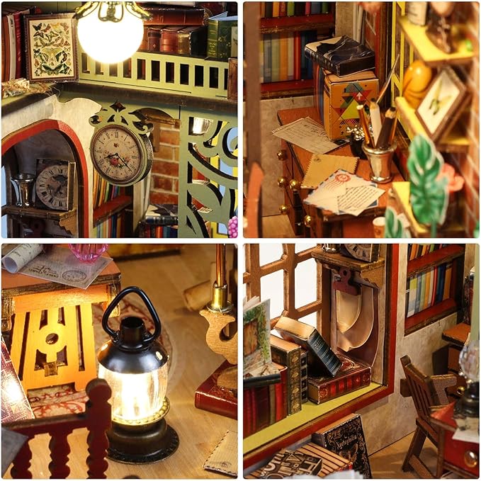 DIY Miniature House Kit, Dollhouse Kit with Music and LED Light, Mini House Building Kits for for Adult to Building, Christmas Home Decorations Gifts for Family and Friends, Bookhouse