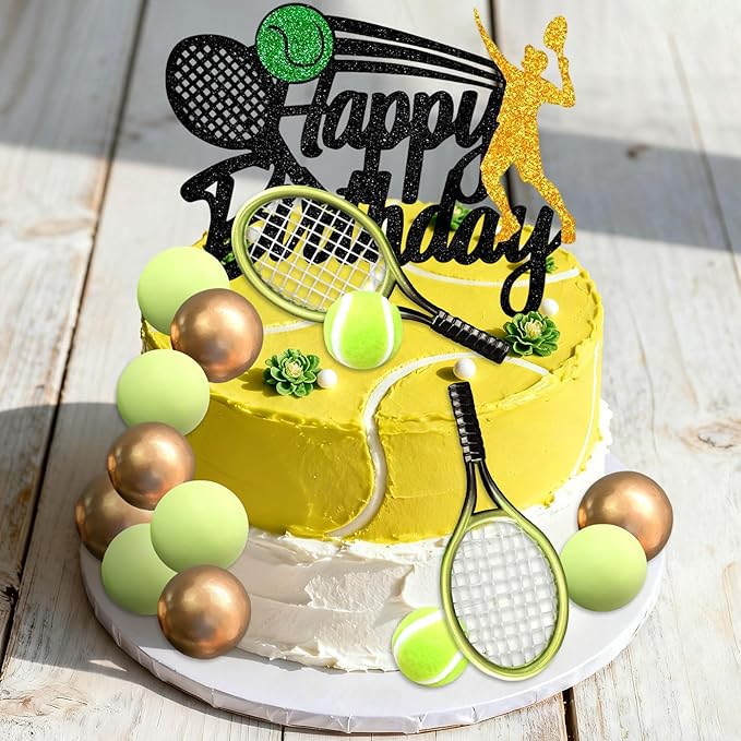 Tennis Cake Decoration Sports Happy Birthday Party Decorations Sport Tennis Birthday Cake Decorations Player for Sport Baby Shower Bridal Shower Wedding Party Supplies