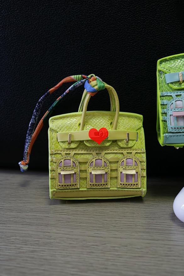Buyborgood 2 PCS Women Mini Backpack Keychain Accessories Key Pouch Holder Coin Purse Bag Charm Wallet (LGreen + LYellow)