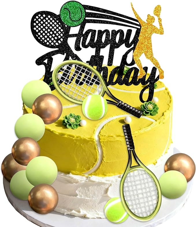Tennis Cake Decoration Sports Happy Birthday Party Decorations Sport Tennis Birthday Cake Decorations Player for Sport Baby Shower Bridal Shower Wedding Party Supplies