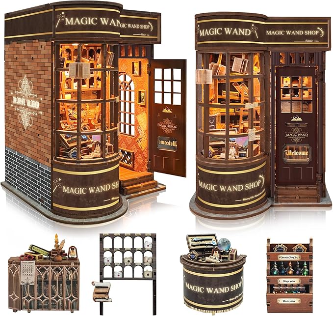 BELEEV Book Nook Kit, DIY Miniature Dollhouse Kit, 3D Wooden Puzzle for Adult and Teens, Booknook Bookshelf Decor Craft with LED Light, Gifts for Women Teens and Puzzle Lovers - Magic Wand Store