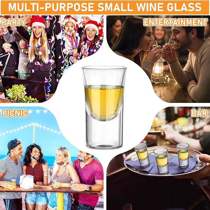 Teecyhooo 24 Pcs 0.5oz/15ml Mini Shot Glass Set with Heavy Base, Clear Cute Whiskey Glasses Cups Small Bulk Wine Cup for Wine Tasting, Vodka Liqueurs Tequila Soju Espressos (Bullet)