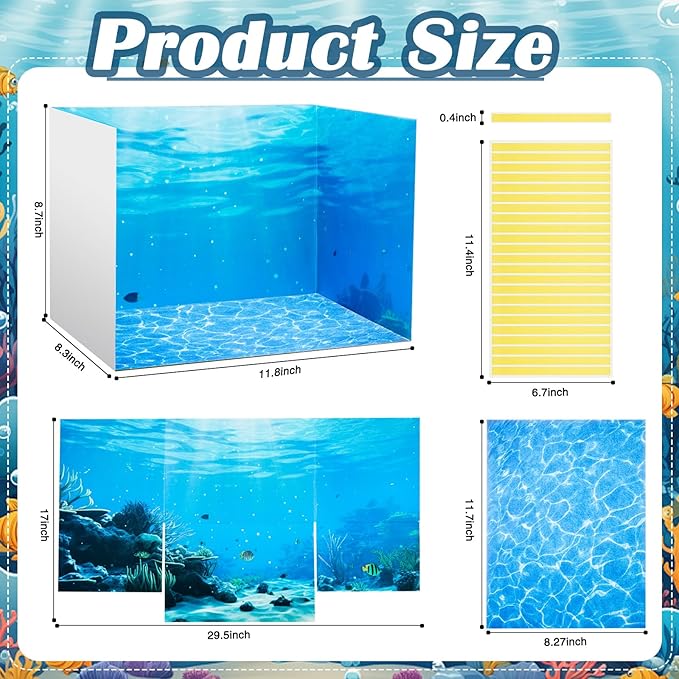 AmazingSpark 2 Set Ocean Diorama Box and Water Sticker Decor, Ocean Diorama Project Supplies Set, Cardboard Display Case Kit & Water Sticker with Double Sided Tapes for DIY Crafts Toys Dollhouse