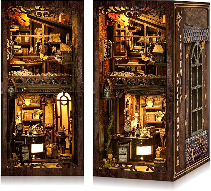 CRIOLPO DIY Book Nook Kit - 3D Wooden Doll House for Adults Miniature House kit with LED Lights for Book Lovers and Collectors