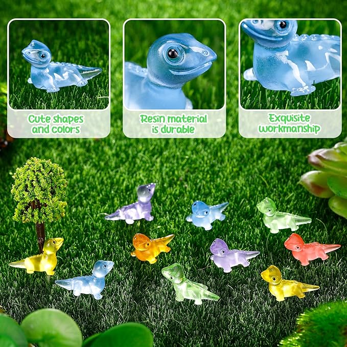 ZhouBoat 120Pcs Mini Glow Lizard Miniature Statue, Luminous Mini Resin Lizard Figure Cute Tiny Lizards Animal Miniature for DIY Garden Moss Landscape Crafts Ornaments
