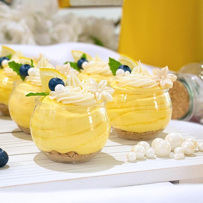 576 Count 3 oz. Sphere Mini Dessert Parfait Cup Professional-Grade Recyclable Transparent Durable Disposable Plastic Fishbowl for Parfait Desserts, Appetizers, and Parties CMJJ