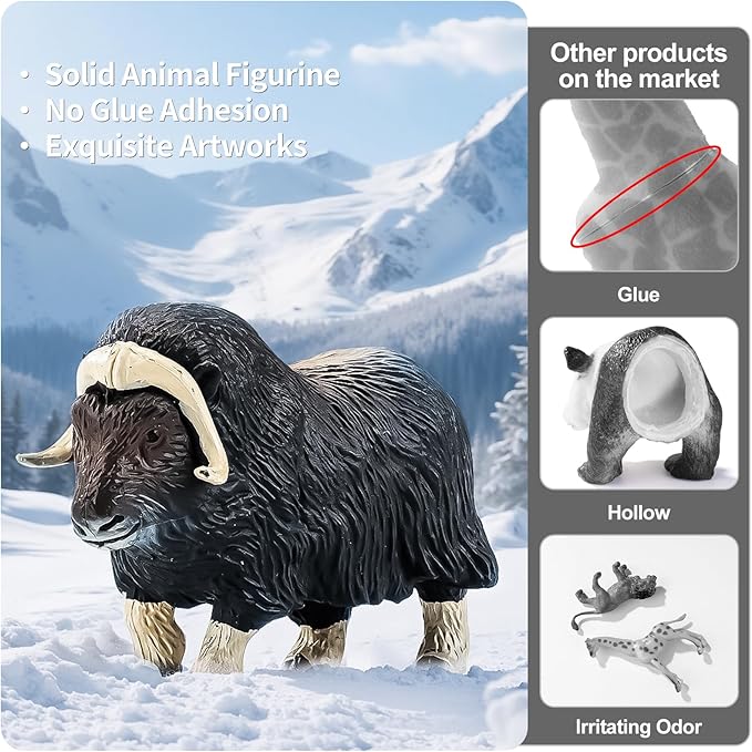 16PCS Mini Arctic Animals Figurines Toys, Winter Polar Animals Toys for Kids Include Polar Bear, Caribou, Orca, Wolf Figurines Cake Toppers Birthday Gifts for Preschool Kids