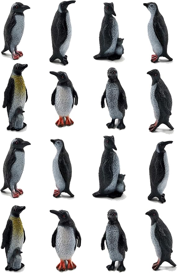 16Pcs Plastic Penguin Figurines, Cute Ocean Animal Penguin Figure Model Toys for Kids Children – Realistic & Detailed