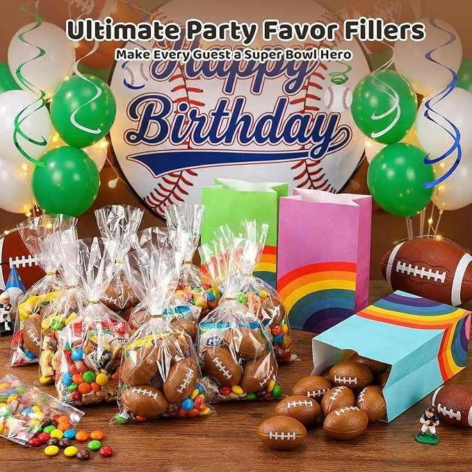 LovesTown Mini Football Party Favors, 28PCS Squeeze Toys Foam Football Stress Balls 2.2 Inch Party Supplies for Kids Birthday Home Decorations