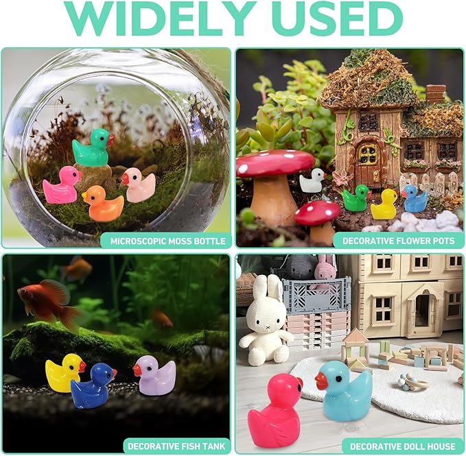 Rachan260 Pcs Mini Ducks Bulk Multicolor Resin Duck Figurines for Miniature Landscape Garden Aquarium Potted Ornament Home Hide Prank Game Dollhouse Decor School Activity