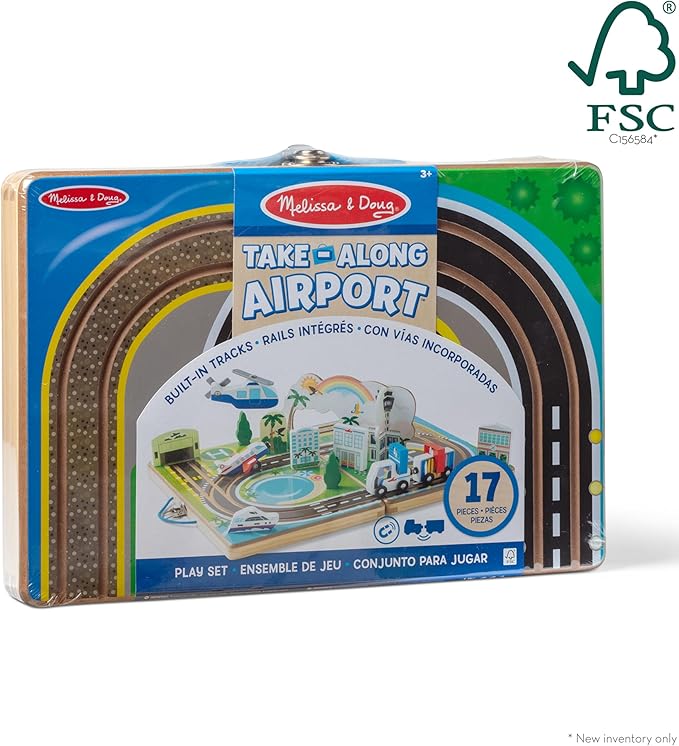 Melissa & Doug Take-Along Airport Play Set, Vehicles, Built-in Tracks for Boys and Girls Ages 3+ - FSC-Certified