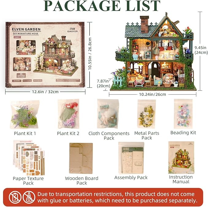 LogicTwist DIY Miniature House Kit with LED Lights, Fairy Garden Wooden Mini House Building Kit for Adults & Teens, Creative Crafts for Women, Friends & Hobbyists