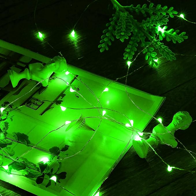 Ariceleo Mini St. Patrick's Day Fairy Lights Battery Operate, 4 Pack Copper Wire 3*AAA Battery Powered Led Starry Fairy String Lights for Bedroom, Christmas, Party, Wedding, Decoration(5m/16ft Green)