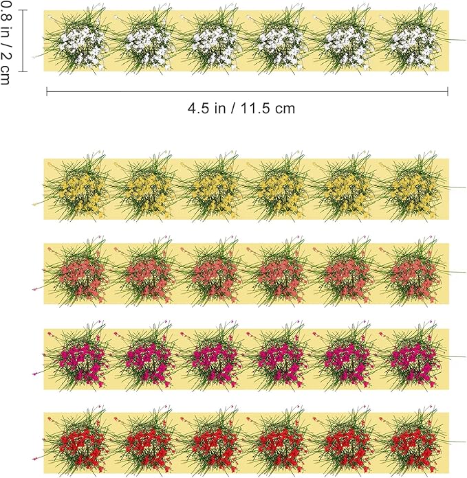 5Pcs Assorted Color Flower Clusters for Miniature Landscapes, Static Grass Tufts for Dollhouse, Railway, and Diorama Decor