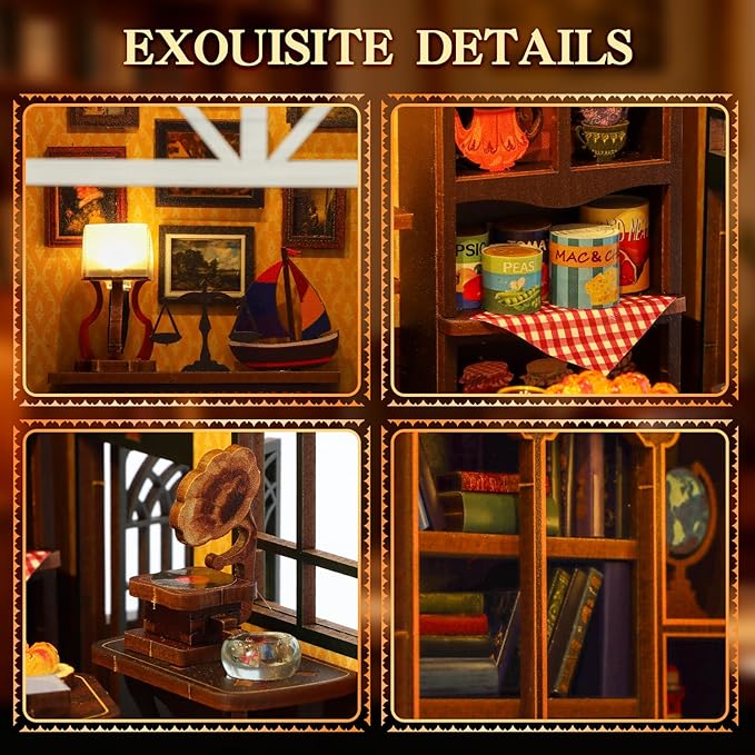 DIY Miniature Dollhouse Miniature Toy House Adult Book Nook kit 3D Wooden Puzzle Holiday Decoration Creative Gift for Family/Friends