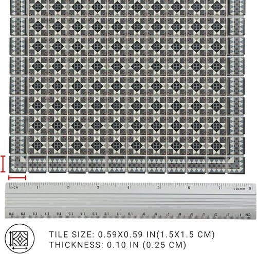 150 pcs, Dollhouse Flooring, 1:12 Scale Doll House Tiles, Miniature Checkerboard Floor, REDUCIO! (Gothic Mosaic)
