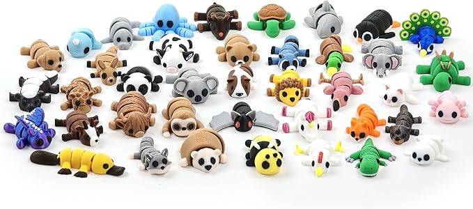 40 PCS 3D Printed Animal Figurines, Articulated Animal Figurines, Fidget Toys, Flexible Car Decor, Party Favor, Gifts for Girls and Boys, Office Desk Pets, Birthday Gifts