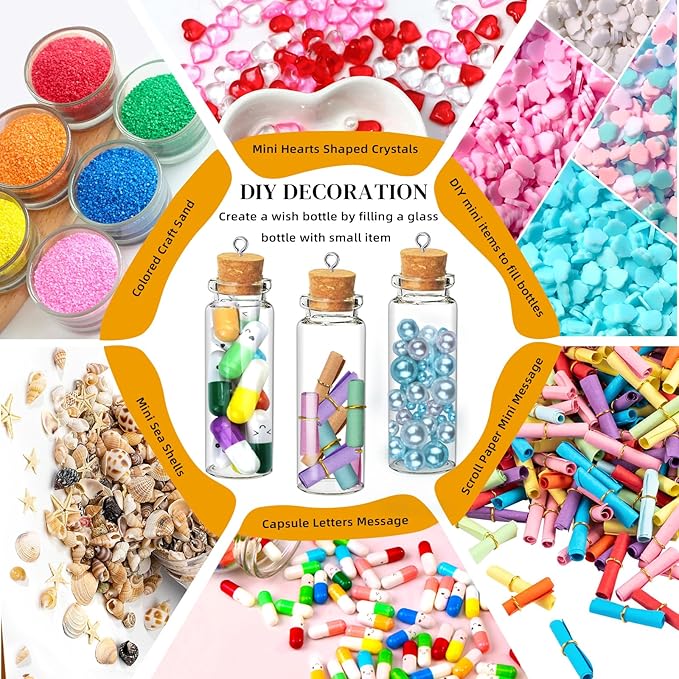 100Pcs 20ml Mini Glass Bottles with Cork Stoppers - Small Clear Vials for DIY Crafts, Wedding Favors, Halloween Decor, Wishing Spell Jars, Includes Funnel-(22 * 80 mm)