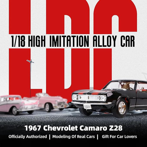 1967 Chevy Camaro Z28 1:18 Scale Diecast Model Premium Alloy Sports Toy Cars with Display Case, Working Steering, for Kids Men and Teens Dad 14+ Year