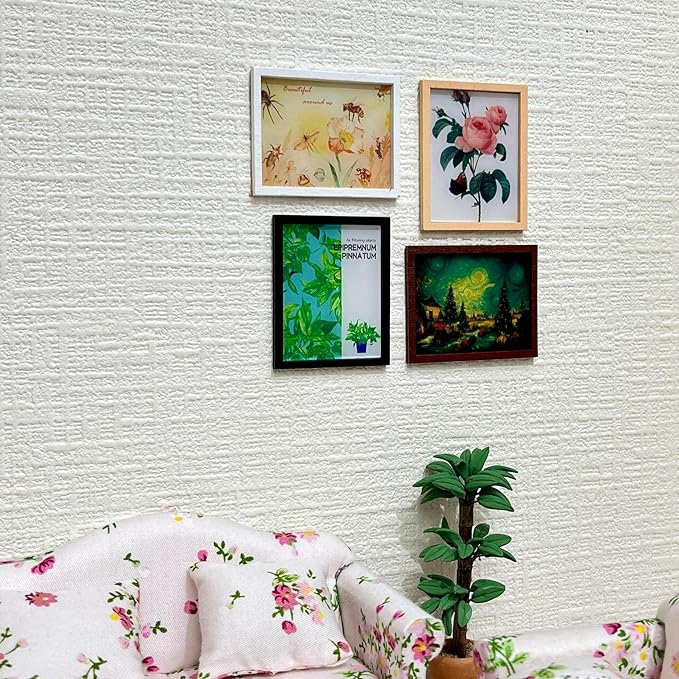 SAMCAMI Dollhouse Furniture Mini Wall Art, 1/12 Scale Accessories, Dollhouse Miniatures, 15 Pieces (No.1)