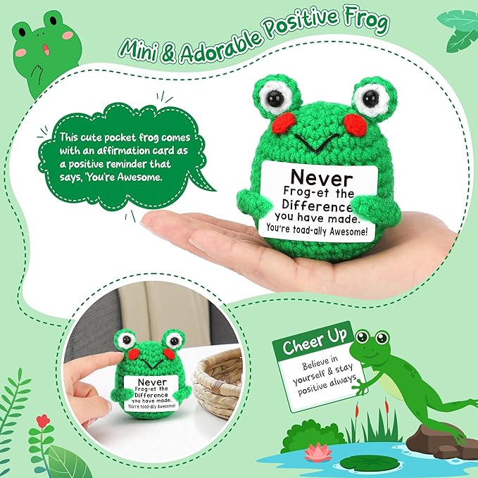 Christmas Thank You Gifts for Women, Coworker, Teacher, Nurse, Boss, Emotional Crochet Frog Animals Support Retirement Farewell Going Away Appreciation Gift - Never Forget The Difference You Make