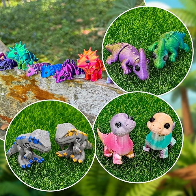 18 pcs 3D Printed Dinosaur Animals Set with Egg, Animals 3D Printed Toys Cute Articulated Flexible Figurines Fidget Toys for Party Favors Birthday Gifts Desk Pets Christmas Decor