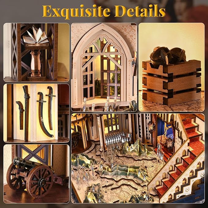 Book Nook Kit, DIY Miniature Dollhouse Booknook Kit for Adults and Teens, 3D Wooden Puzzle Booknook Tiny House Bookshelf Decor, Gifts for Family Friens (Napoleon)