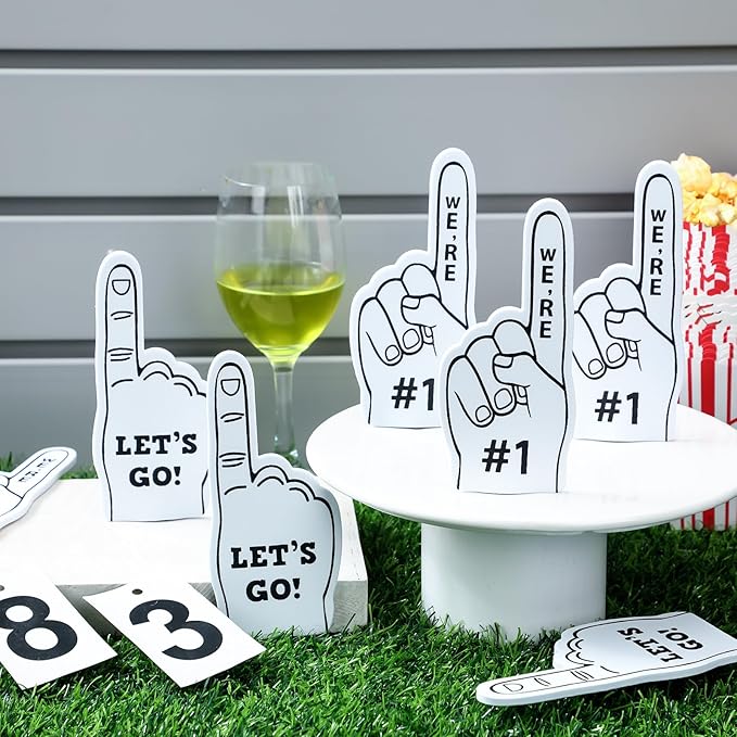 Sinmoe 24 Pcs Mini Foam Finger Baseball Fan Mini Foam Finger, We're #1 Sports Themed Party Supplies for Baseball Hockey Football Basketball Events Team Gifts(White)