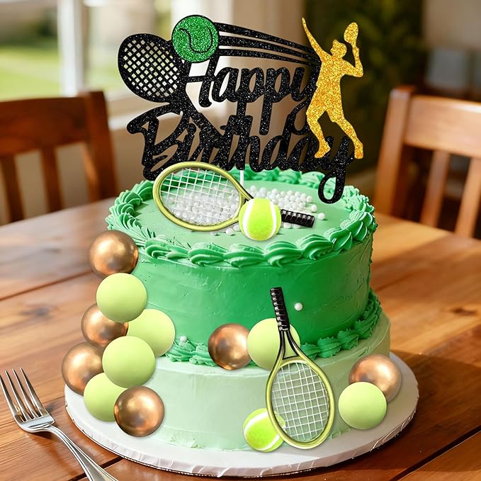 Tennis Cake Decoration Sports Happy Birthday Party Decorations Sport Tennis Birthday Cake Decorations Player for Sport Baby Shower Bridal Shower Wedding Party Supplies