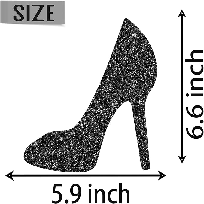 High Heel Centerpiece Sticks Lady Birthday Wedding Table Decorations 12PCS Glitter Black High Heels Table Toppers Makeup Night Table Centerpieces for Women Bridal Shower Bachelorette Party Supplies