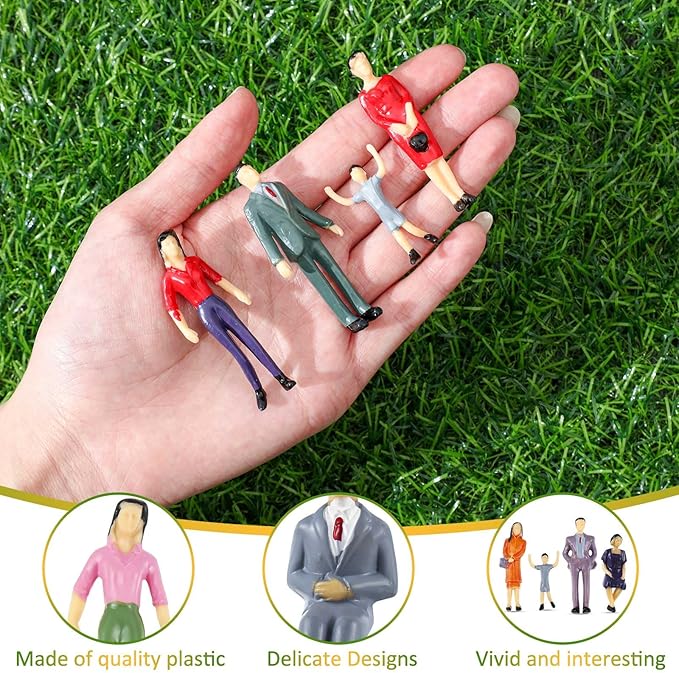 100 Pcs Mini People Figurines 1: 30 Scale Tiny People Model Miniature Sitting and Standing Little Plastic Figurines for Miniature Scenes